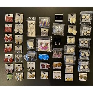 VTG HUGE Lot Of 80s 90s 00s Clip Pierced Enamel Rhinestone Resin Dangle Earrings